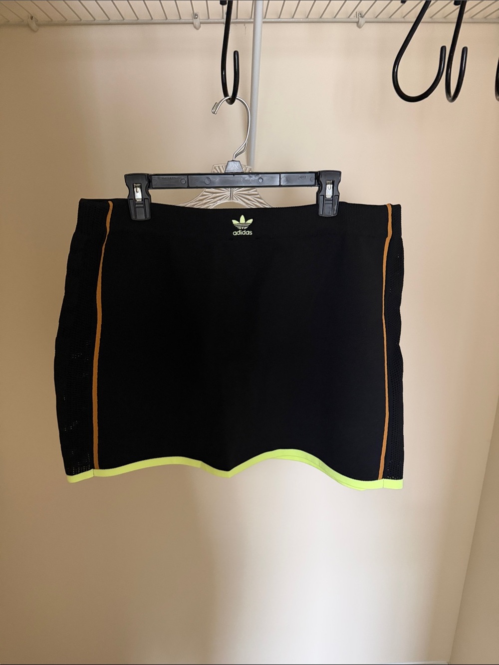 adidas ivy park Black Mini Skirt with Neon Yellow Hem and Orange Piping